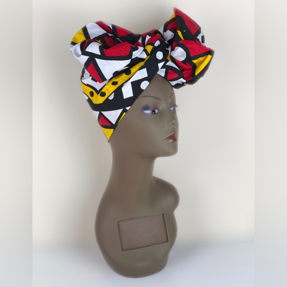 African Print Ankara Red Multicolor Headwrap